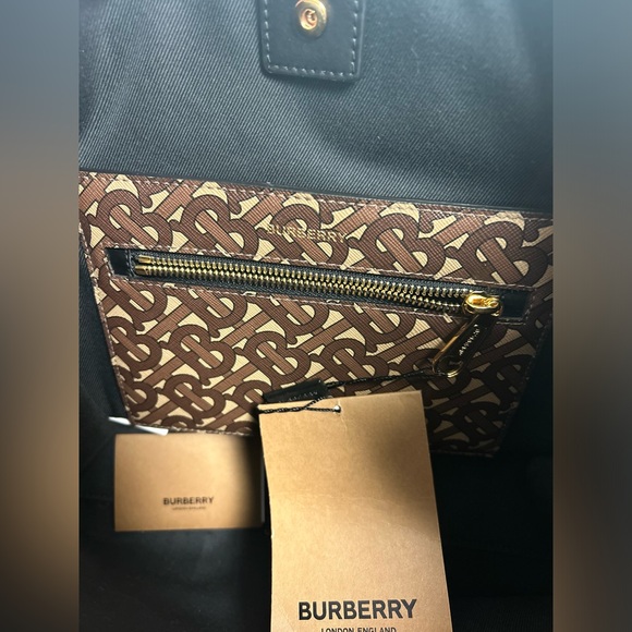Burberry Small Monogram Striped Logo Tote NWT Bridle Brown Multicolor - Picture 8 of 10